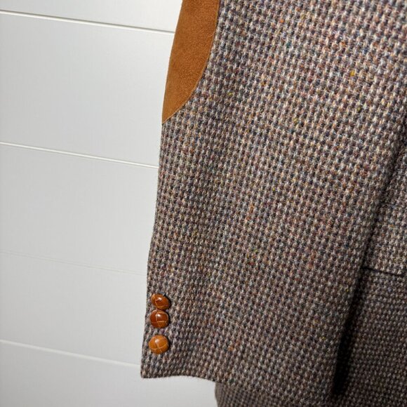 Harris Tweed Blazer Mens Brown Beige Pure Scottish Wool Herringbone Tweed - Picture 8 of 13